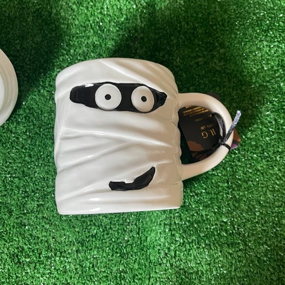 Halloween Mummy sculpted Coffee or Soup Ceramic MUG with lid 18 Fl Oz NEW - Picture 4 of 8